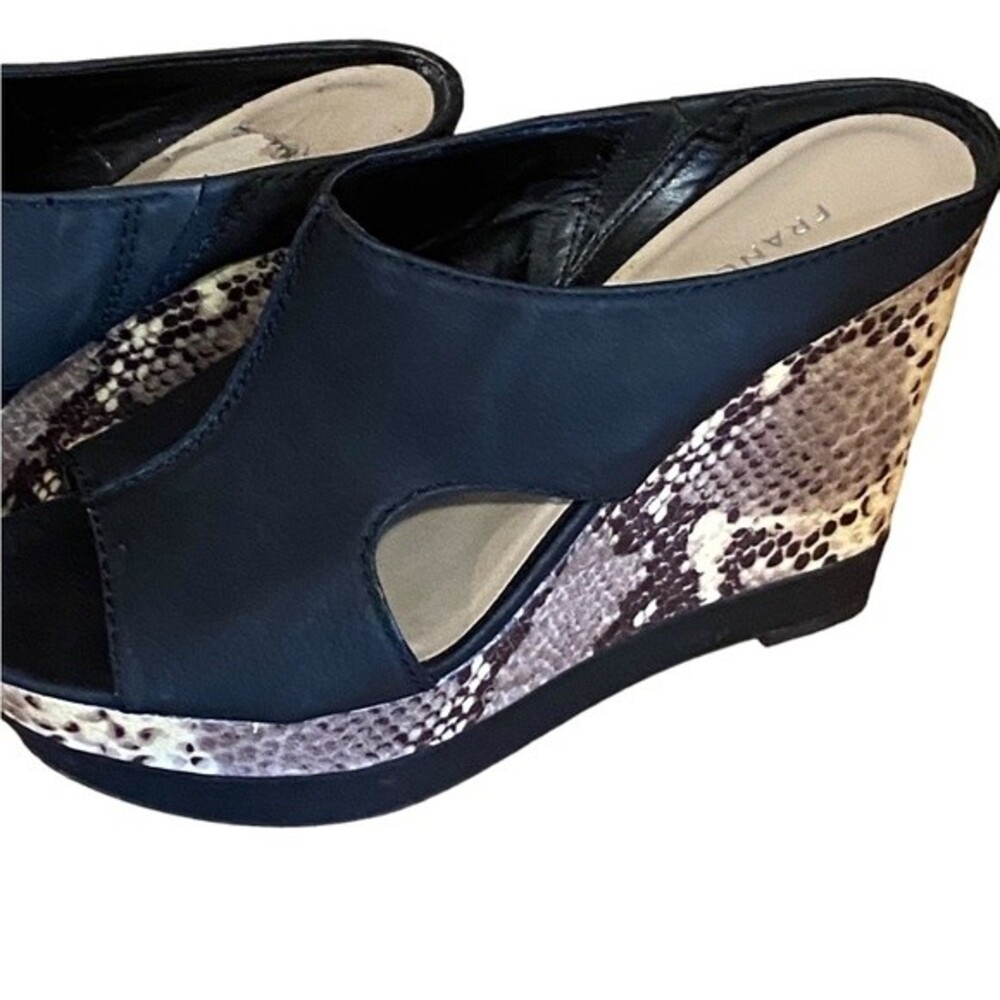 Franco Sarto Rolanda black platform heels python snakeskin sandals size 7